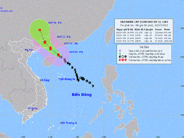 Tin bão mới nhất sáng 2/7: Bão số 1 gió giật cấp 15, Quảng Ninh từ đêm nay mưa rất to